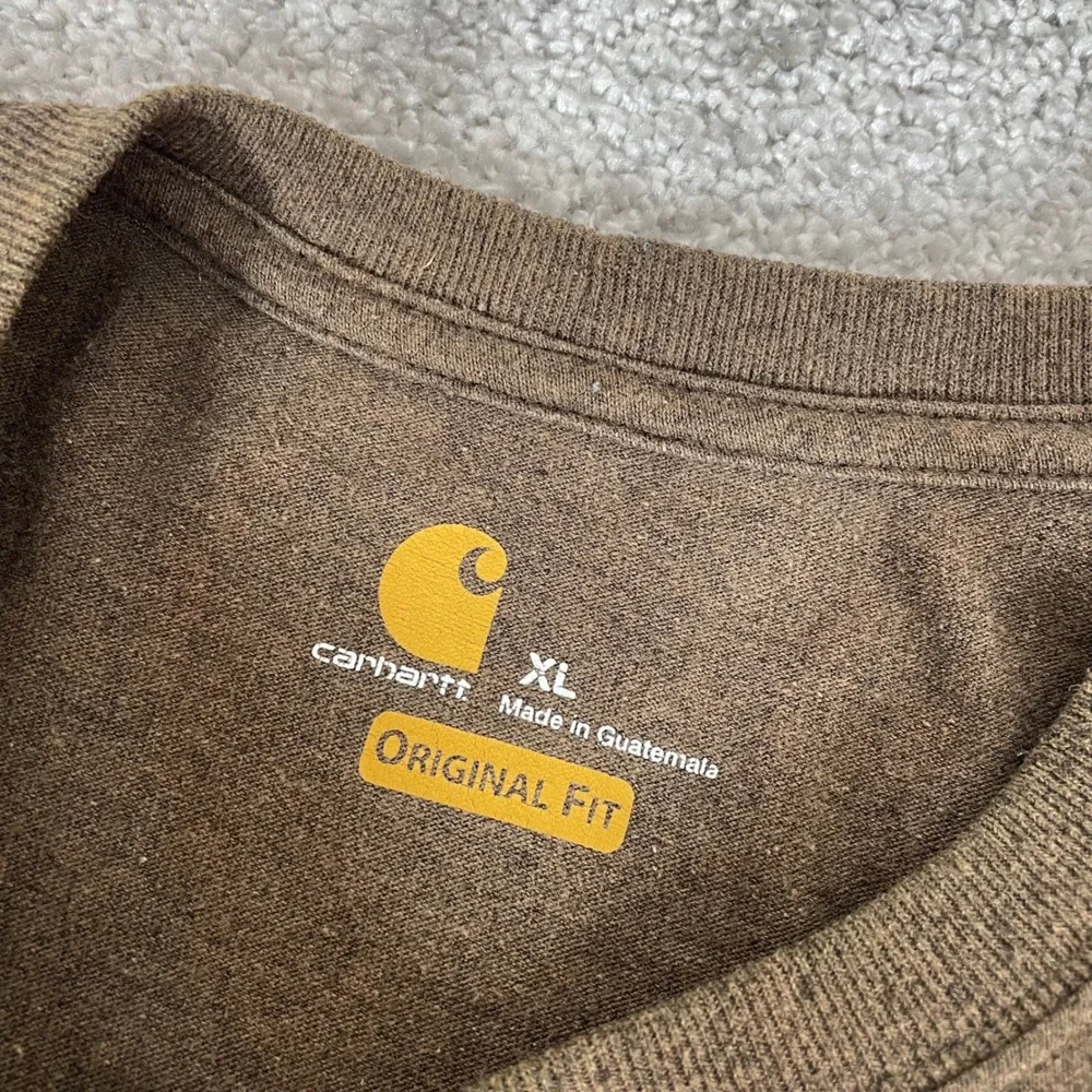 Carhartt T Shirt Mens Extra Large Original Fit‎ Pocket K87 Brown Short Sleeve